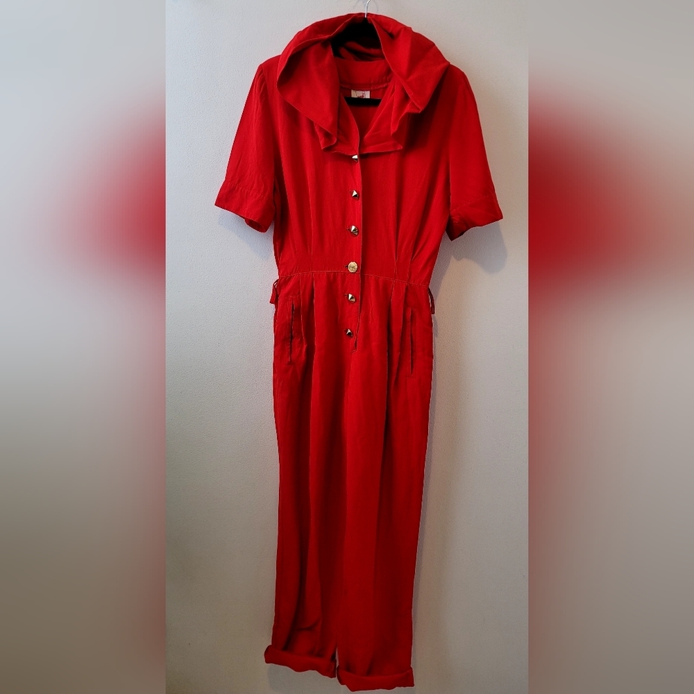 Vintage red hooded Jumpsuit  (Mondi)